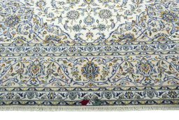Full view of 2000s Kashan rug from Iran / Persia, 413 × 302 cm in Beige tones