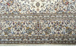 Full view of 2000s Kashan rug from Iran / Persia, 306 × 200 cm in Beige tones