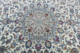 Central medallion detail of 2000s Kashan rug from Iran / Persia