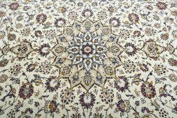 Central medallion detail of 2000s Kashan rug from Iran / Persia