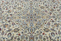 Central medallion detail of 2000s Kashan rug from Iran / Persia