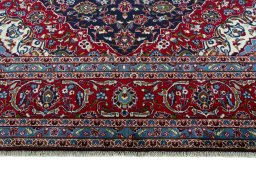 Full view of 2000s Kashan rug from Iran / Persia, 410 × 295 cm in Blue tones