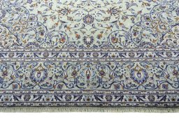 Full view of 2000s Kashan rug from Iran / Persia, 425 × 303 cm in Green tones