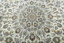 Central medallion detail of 1970s Kashan rug from Iran / Persia