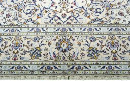 Full view of 2000s Kashan rug from Iran / Persia, 297 × 201 cm in Beige tones