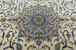 Central medallion detail of 2000s Kashan rug from Iran / Persia