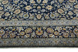 Full view of 2000s Kashan rug from Iran / Persia, 424 × 310 cm in Blue tones