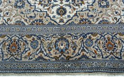 Full view of 2000s Kashan rug from Iran / Persia, 298 × 200 cm in Beige tones