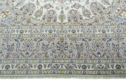 Full view of 2000s Kashan rug from Iran / Persia, 348 × 240 cm in Beige tones