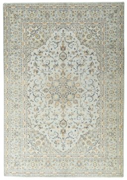 Full view of 2000s Kashan rug from Iran / Persia, 356 × 248 cm in Beige tones
