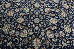Central medallion detail of 2000s Kashan rug from Iran / Persia