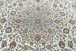 Central medallion detail of 2000s Kashan rug from Iran / Persia