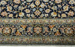 Full view of 2000s Kashan rug from Iran / Persia, 358 × 256 cm in Blue tones