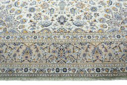 Full view of 2000s Kashan rug from Iran / Persia, 416 × 289 cm in Beige tones