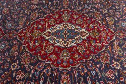 Central medallion detail of 2000s Kashan rug from Iran / Persia