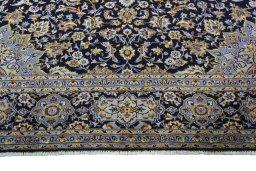 Full view of 2000s Kashan rug from Iran / Persia, 396 × 304 cm in Blue tones