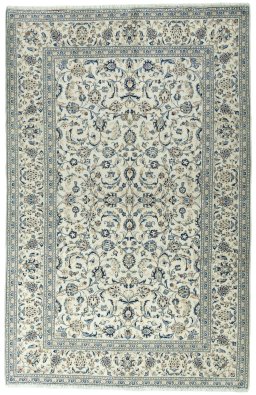 Full view of 2000s Kashan rug from Iran / Persia, 300 × 194 cm in Beige tones
