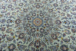 Central medallion detail of 2000s Kashan rug from Iran / Persia