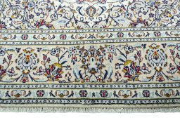 Full view of 2000s Kashan rug from Iran / Persia, 300 × 191 cm in Beige tones