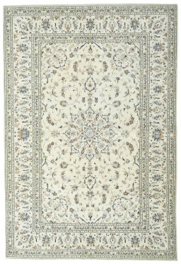 Full view of 2000s Kashan rug from Iran / Persia, 290 × 200 cm in Beige tones