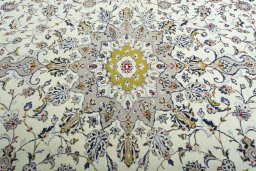 Central medallion detail of 2000s Kashan rug from Iran / Persia