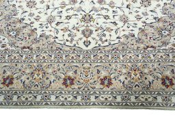 Full view of 2000s Kashan rug from Iran / Persia, 410 × 298 cm in Beige tones