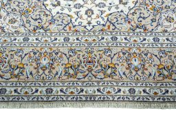 Full view of 2000s Kashan rug from Iran / Persia, 337 × 245 cm in Beige tones
