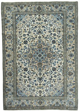 Full view of 2000s Kashan rug from Iran / Persia, 341 × 240 cm in Beige tones