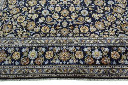 Full view of 2000s Kashan rug from Iran / Persia, 410 × 315 cm in Blue tones