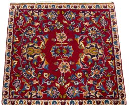 Surface texture of 2000s Kashan rug with natural Wool and intricate pattern