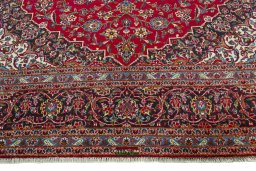 Full view of 2000s Kashan rug from Iran / Persia, 390 × 297 cm in Red tones