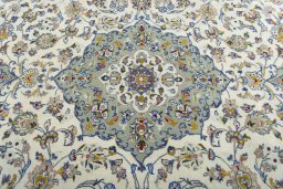 Central medallion detail of 2000s Kashan rug from Iran / Persia