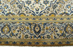 Full view of 2000s Kashan rug from Iran / Persia, 310 × 192 cm in Beige tones