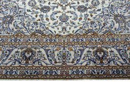 Full view of 2000s Kashan rug from Iran / Persia, 355 × 256 cm in Beige tones