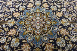 Central medallion detail of 2000s Kashan rug from Iran / Persia