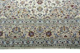 Full view of 2000s Kashan rug from Iran / Persia, 397 × 292 cm in Beige tones