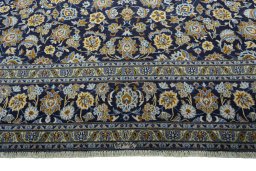 Full view of 2000s Kashan rug from Iran / Persia, 413 × 300 cm in Blue tones
