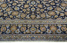 Full view of 2000s Kashan rug from Iran / Persia, 400 × 304 cm in Blue tones