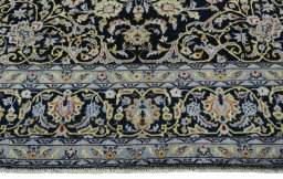 Full view of 2000s Kashan rug from Iran / Persia, 298 × 222 cm in Blue tones