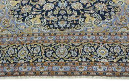 Full view of 2000s Kashan rug from Iran / Persia, 404 × 292 cm in Blue tones