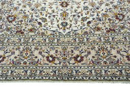 Full view of 2000s Kashan rug from Iran / Persia, 344 × 251 cm in Beige tones