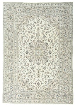 Full view of 2000s Kashan rug from Iran / Persia, 346 × 238 cm in Beige tones