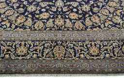 Full view of 2000s Kashan rug from Iran / Persia, 412 × 300 cm in Blue tones