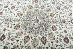 Central medallion detail of 2000s Kashan rug from Iran / Persia