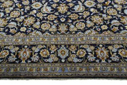 Full view of 2000s Kashan rug from Iran / Persia, 412 × 300 cm in Blue tones
