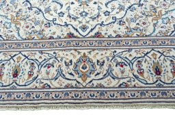 Full view of 2000s Kashan rug from Iran / Persia, 300 × 195 cm in Beige tones