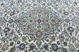 Central medallion detail of 2000s Kashan rug from Iran / Persia