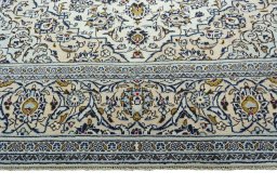Full view of 2000s Kashan rug from Iran / Persia, 344 × 246 cm in Beige tones