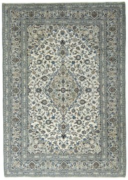 Full view of 2000s Kashan rug from Iran / Persia, 350 × 248 cm in Beige tones