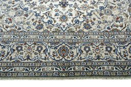 Full view of 2000s Kashan rug from Iran / Persia, 350 × 248 cm in Beige tones